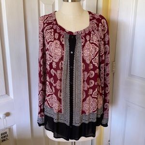 Lucky Brand paisley boho blouse large size L